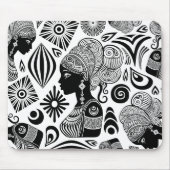 アフリカンガールポートレートトライバルタトゥー マウスパッド (正面)