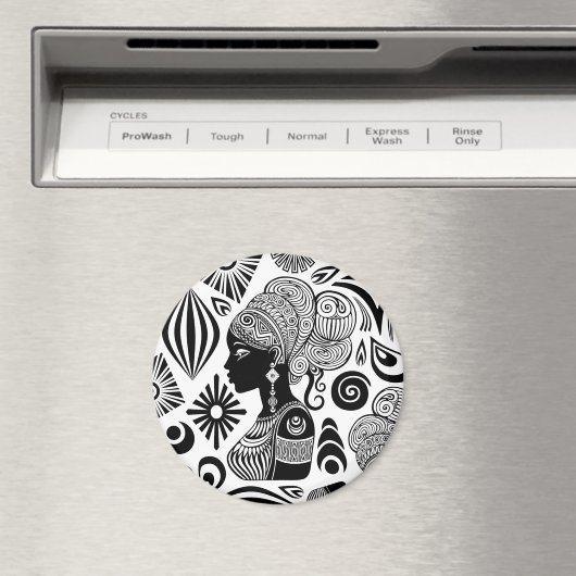 アフリカンガールポートレートトライバルタトゥー マグネット (インサイチュ (食洗機))
