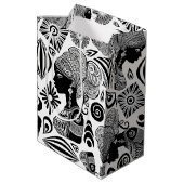 アフリカンガールポートレートトライバルタトゥー ミディアムペーパーバッグ (裏面アングル)