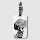 アフリカンガールポートレートトライバルタトゥー ラゲッジタグ (正面縦)