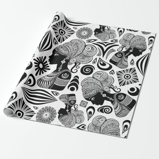 アフリカンガールポートレートトライバルタトゥー ラッピングペーパー (アンロールド)