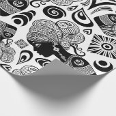 アフリカンガールポートレートトライバルタトゥー ラッピングペーパー (角)