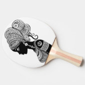 アフリカンガールポートレートトライバルタトゥー 卓球ラケット (横)