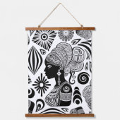 アフリカンガールポートレートトライバルタトゥー 吊り下げ型タペストリー (正面)