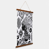 アフリカンガールポートレートトライバルタトゥー 吊り下げ型タペストリー (傾斜あり)