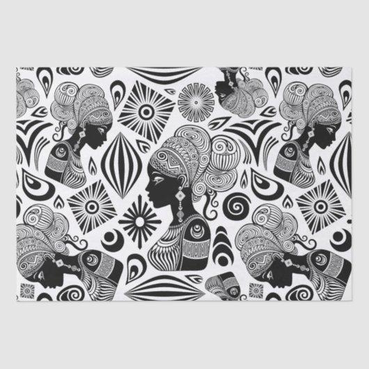 アフリカンガールポートレートトライバルタトゥー 薄葉紙 (正面)