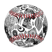 アフリカンガールポートレートトライバルタトゥー 野球ボール (裏面)