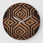 アフリカンクバクロスデザインプリント ラージ壁時計 (正面)