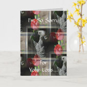 アフリカングレーと幾何学的な赤いバラ カード (黄色い花)