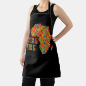 アフリカンケンテアートアフリカンアメリカン地図プリントブラック エプロン (インサイチュ)