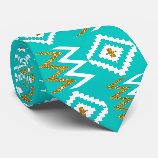 アフリカンケンテクロスダークアクアティール（緑がかった色）ブルーネクタイ ネクタイ (ロール)