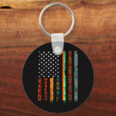 アフリカンケンテ布アメリカ国旗アフリカンブラックハイ キーホルダー (正面)
