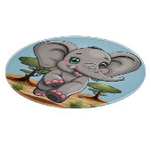 アフリカンサバンナで象のベビーが幸せにジャンプ カッティングボード (角)