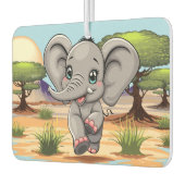 アフリカンサバンナで象のベビーが幸せにジャンプ カーエアーフレッシュナー (左)