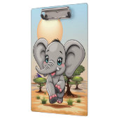 アフリカンサバンナで象のベビーが幸せにジャンプ クリップボード (左)