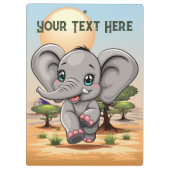 アフリカンサバンナで象のベビーが幸せにジャンプ クリップボード (裏面)