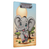 アフリカンサバンナで象のベビーが幸せにジャンプ クリップボード (右)