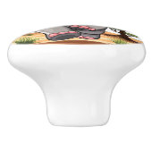 アフリカンサバンナで象のベビーが幸せにジャンプ セラミックノブ (側面)