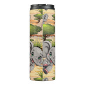 アフリカンサバンナで象のベビーが幸せにジャンプ タンブラー (裏面)