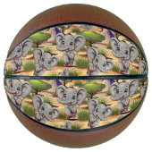 アフリカンサバンナで象のベビーが幸せにジャンプ バスケットボール (正面)