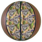 アフリカンサバンナで象のベビーが幸せにジャンプ バスケットボール (縦)