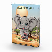 アフリカンサバンナで象のベビーが幸せにジャンプ フォトブロック (右)