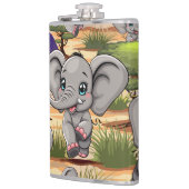 アフリカンサバンナで象のベビーが幸せにジャンプ フラスク (左)