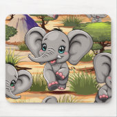 アフリカンサバンナで象のベビーが幸せにジャンプ マウスパッド (正面)