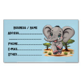アフリカンサバンナで象のベビーが幸せにジャンプ マグネット名刺 (正面)