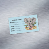 アフリカンサバンナで象のベビーが幸せにジャンプ マグネット名刺 (インサイチュ)