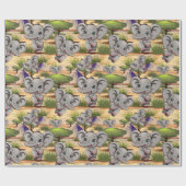 アフリカンサバンナで象のベビーが幸せにジャンプ ラッピングペーパー (フラット)