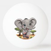 アフリカンサバンナで象のベビーが幸せにジャンプ 卓球ボール (正面)