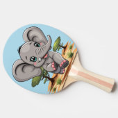 アフリカンサバンナで象のベビーが幸せにジャンプ 卓球ラケット (横)