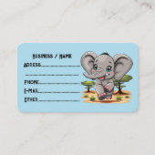 アフリカンサバンナで象のベビーが幸せにジャンプ 名刺 (正面)
