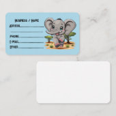 アフリカンサバンナで象のベビーが幸せにジャンプ 名刺 (正面/裏面)