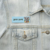 アフリカンサバンナで象のベビーが幸せにジャンプ 名札 (インサイチュ)