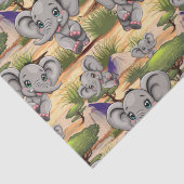 アフリカンサバンナで象のベビーが幸せにジャンプ 薄葉紙 (詳細)