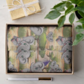 アフリカンサバンナで象のベビーが幸せにジャンプ 薄葉紙 (ギフト)