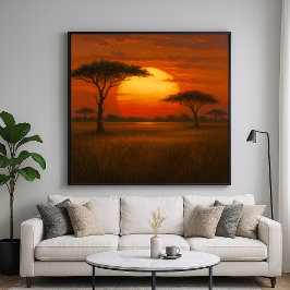 アフリカンサバンナ – 名勝イラストレーションスタイル ポスター