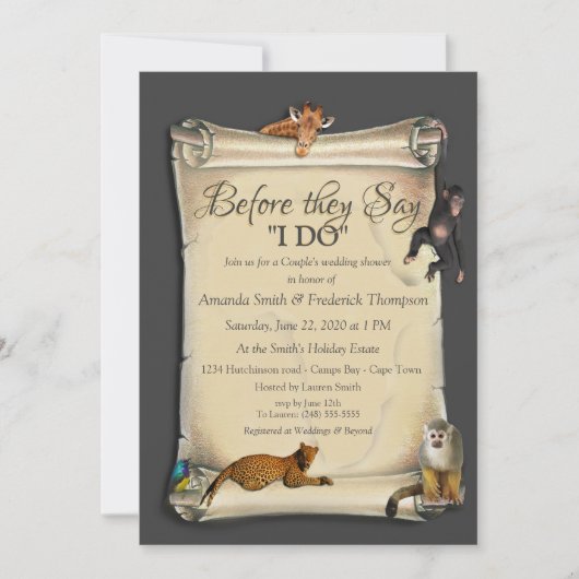 アフリカンサファリサンセットウェディングシャワー 招待状 (正面)