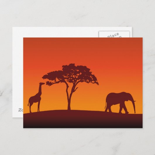 アフリカンサファリシルエット – ポストカード (正面/裏面)