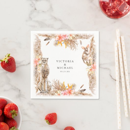 アフリカンサファリボホフローラモノグラム スタンダードカクテルナプキン (インサイチュ)