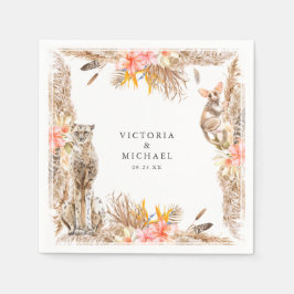 アフリカンサファリボホフローラモノグラム スタンダードカクテルナプキン