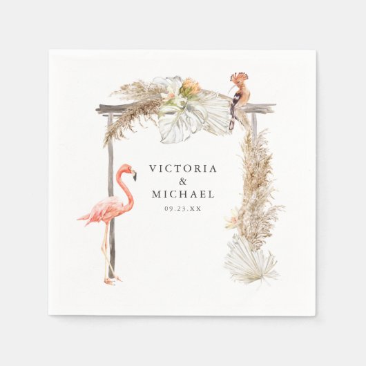 アフリカンサファリボホフローラモノグラム スタンダードカクテルナプキン (正面)