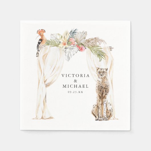 アフリカンサファリボホフローラモノグラム スタンダードカクテルナプキン (正面)