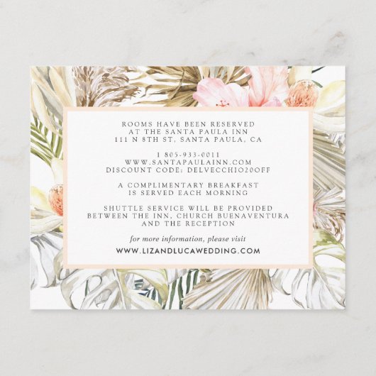 アフリカンサファリ結婚のゲスト詳細エンクロージャ エンクロージャーカード (裏面)