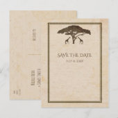 アフリカンサファリ ジラフと木のSave The Date 案内ポストカード (正面/裏面)