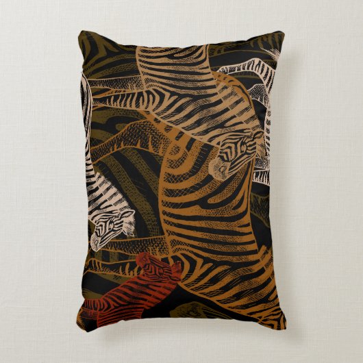 アフリカンサファリ：ゼブラヴィンテージデザイン アクセントクッション (正面(垂直))