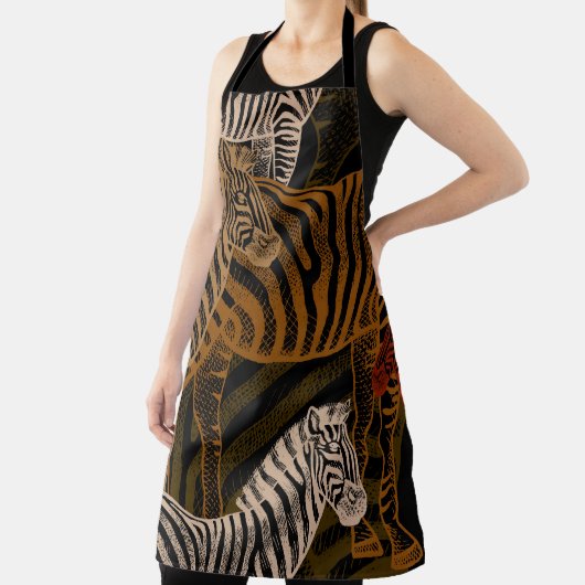 アフリカンサファリ:ゼブラヴィンテージデザイン エプロン (インサイチュ)