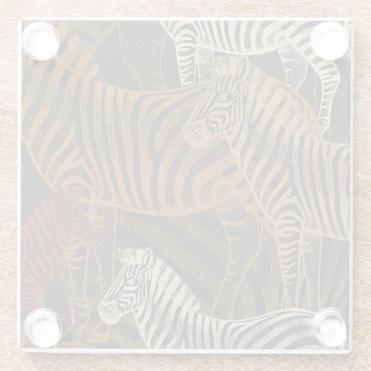 アフリカンサファリ:ゼブラヴィンテージデザイン ガラスコースター (裏面)